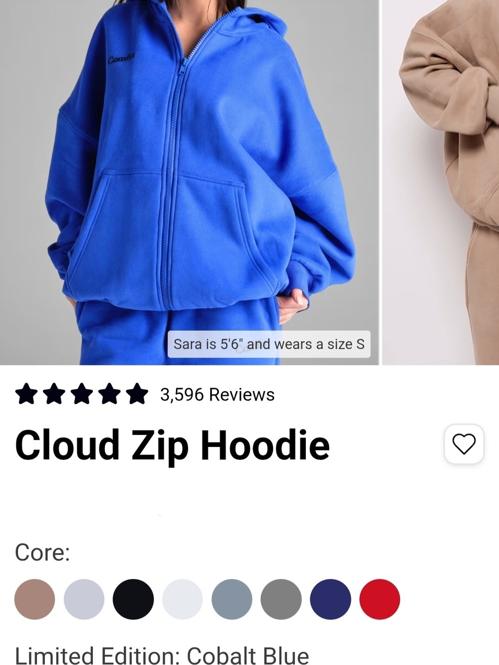 Comfrt Cloud Zip Hoodie - Cobalt Blue XL